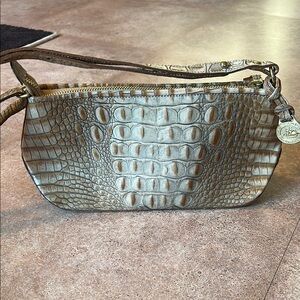Croc-Embossed Tan Shoulder Bag
